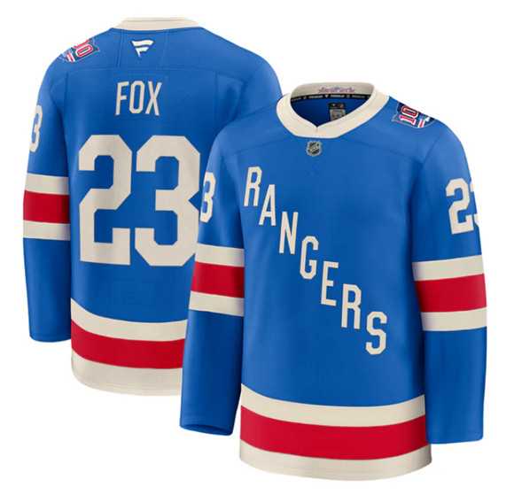 Mens New York Rangers #23 Adam Fox Blue Centennial Stitched Hockey Jersey Dzhi