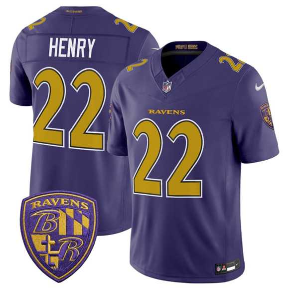 Mens Baltimore Ravens #22 Derrick Henry Purple 2026 F.U.S.E. Alternate Vapor Limited Stitched Jersey Dzhi->->