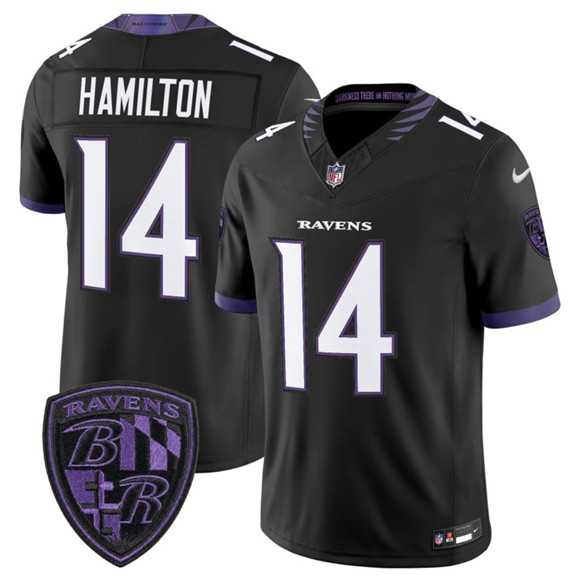 Mens Baltimore Ravens #14 Kyle Hamilton Black 2026 F.U.S.E. Alternate Vapor Limited Stitched Jersey Dzhi->->
