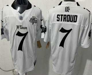 Mens Houston Texans #7 CJ Stroud Limited White Screwstan FUSE Vapor Jersey Dzhi