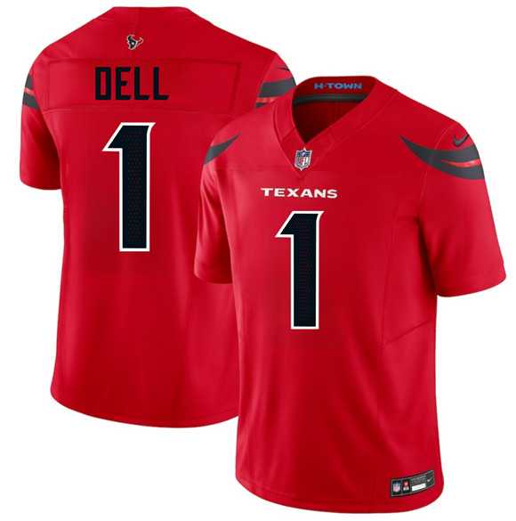 Mens Houston Texans #1 Tank Dell Red 2024 Alternate Vapor F.U.S.E. Limited Stitched Jersey Dzhi