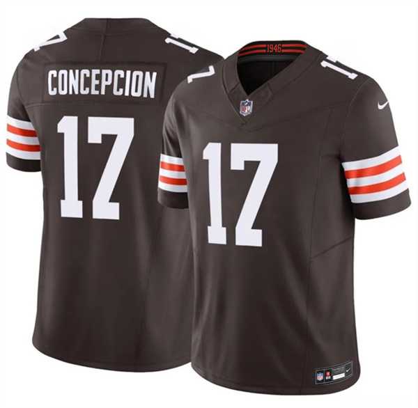 Mens Cleveland Browns #17 KC Concepcion Brown 2026 Draft F.U.S.E. Vapor Limited Stitched Jersey Dzhi->->