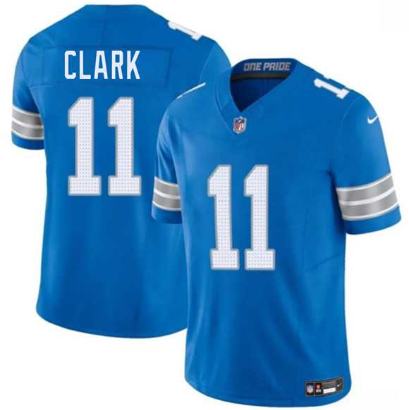 Mens Detroit Lions #11 Damone Clark Blue 2026 F.U.S.E. Vapor Limited Stitched Game Jersey Dzhi