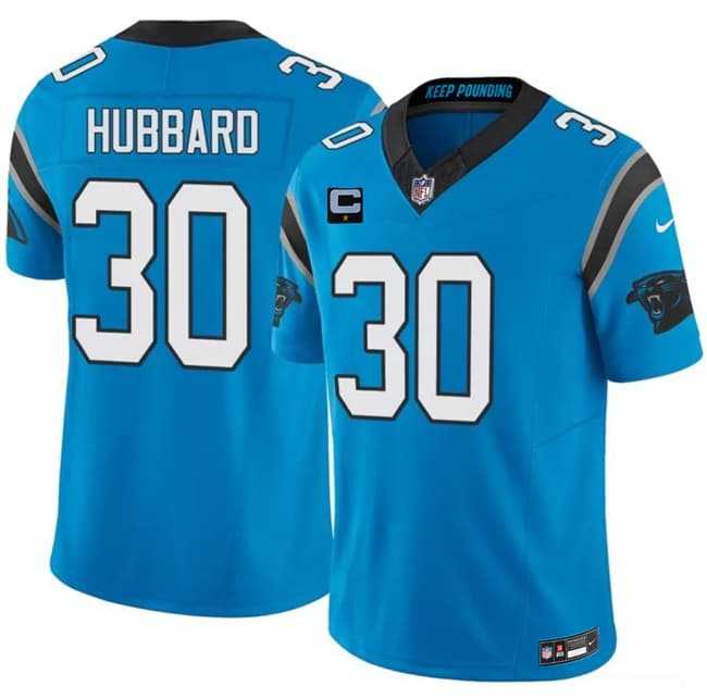 Mens Carolina Panthers #30 Chuba Hubbard Blue 2026 F.U.S.E. 1-Star C Patch Vapor Limited Stitched Jersey Dzhi