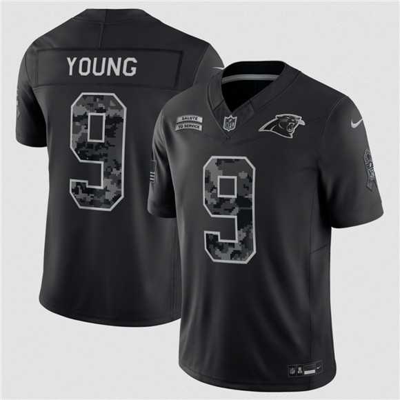 Mens Carolina Panthers #9 Bryce Young Black F.U.S.E. 2026 Salute to Service Limited Stitched Jersey