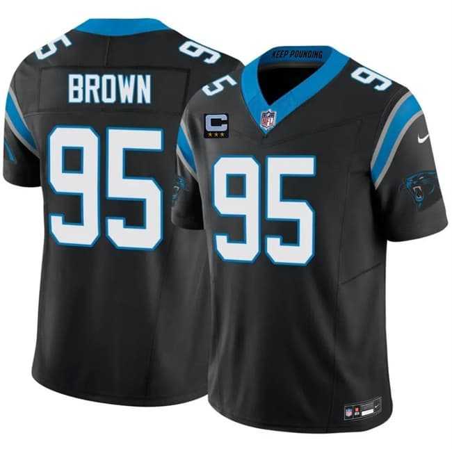 Mens Carolina Panthers #95 Derrick Brown Black 2026 F.U.S.E. 3-Star C Patch Vapor Limited Stitched Jersey Dzhi