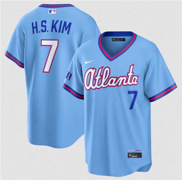 Mens Atlanta Braves #7 Ha-Seong Kim Powder Blue 2026 City Connect Stadium Stitched Jersey Dzhi