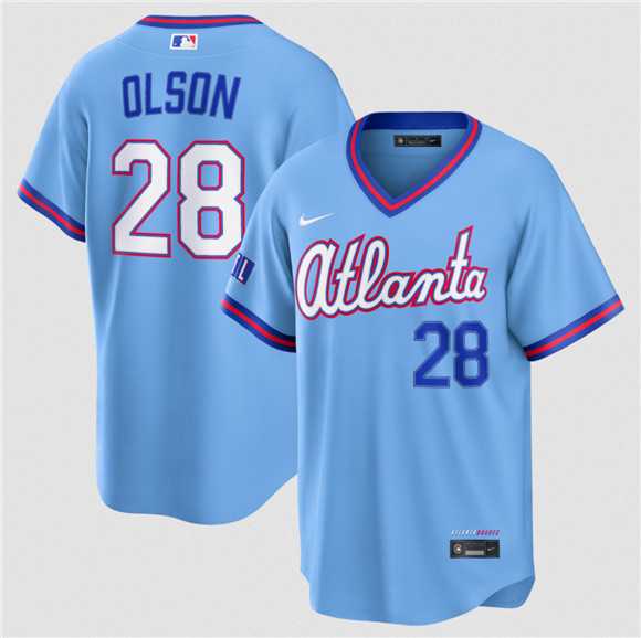 Mens Atlanta Braves #28 Matt Olson Powder Blue 2026 City Connect Stadium Stitched Jersey Dzhi
