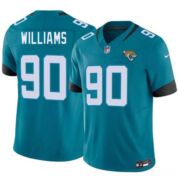 Mens Jacksonville Jaguars #90 Wesley Williams Teal 2026 Draft F.U.S.E. Vapor Untouchable Limited Stitched Jersey Dzhi->->