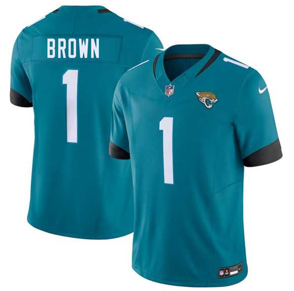 Mens Jacksonville Jaguars #1 Montaric Brown Teal 2026 F.U.S.E. Vapor Untouchable Limited Stitched Jersey Dzhi->->