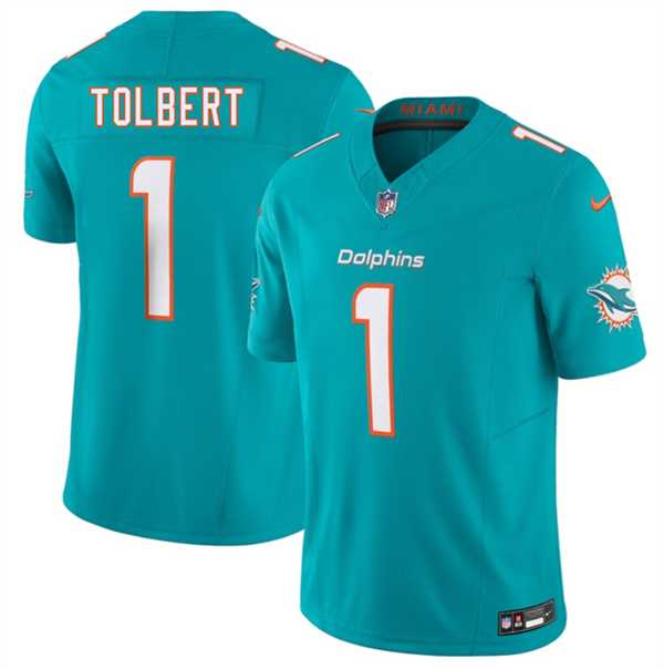 Mens Miami Dolphins #1 Jalen Tolbert Aqua 2026 F.U.S.E. Vapor Limited Stitched Jersey Dzhi