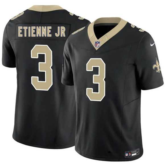 Mens New Orleans Saints #3 Travis Etienne Jr Black 2026 F.U.S.E Vapor Limited Stitched Jersey Dzhi