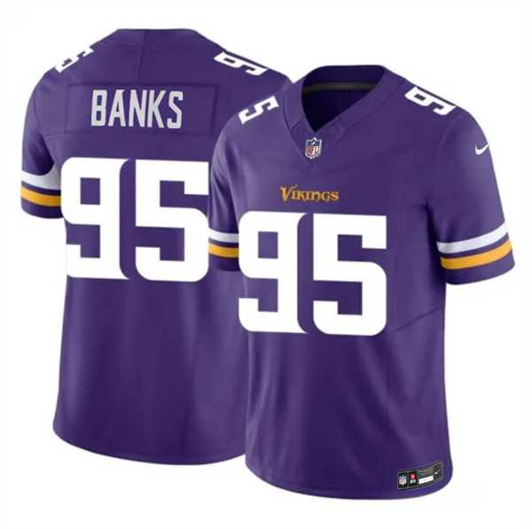 Mens Minnesota Vikings #95 Caleb Banks Purple 2026 Draft F.U.S.E. Vapor Untouchable Limited Stitched Jersey Dzhi->->