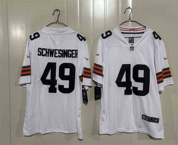 Mens Cleveland Browns #49 Carson Schwesinger White 2026 Vapor Limited Stitched Jersey