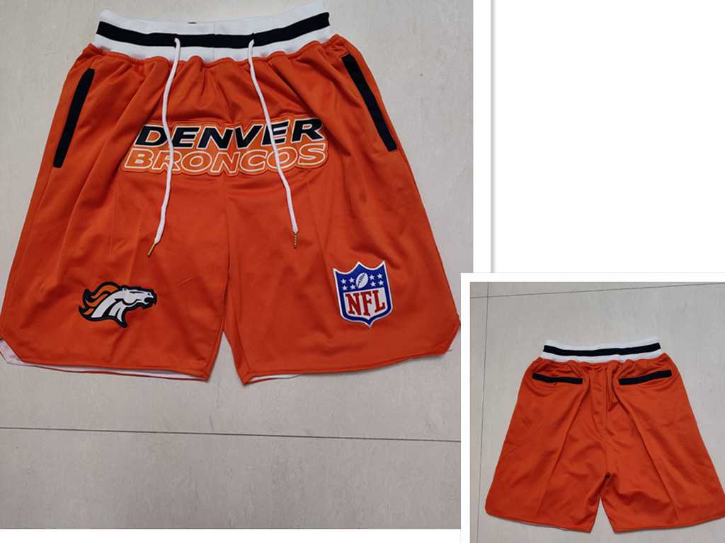 Mens Denver Broncos Orange Just Don Shorts (Run Small)
