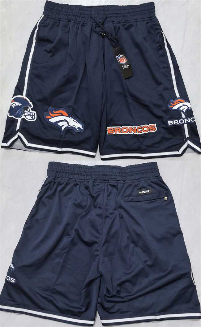 Mens Denver Broncos Navy Shorts(Run Small) (Run Small)