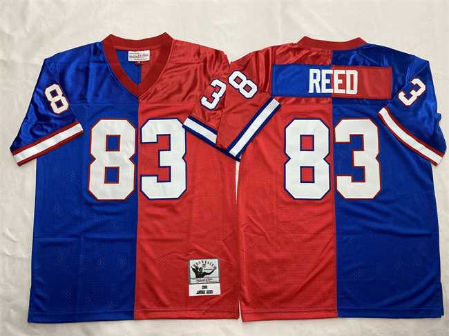 Mens Buffalo Bills #83 Andre Reed Blue Red Splite Throwback Stitched Jersey