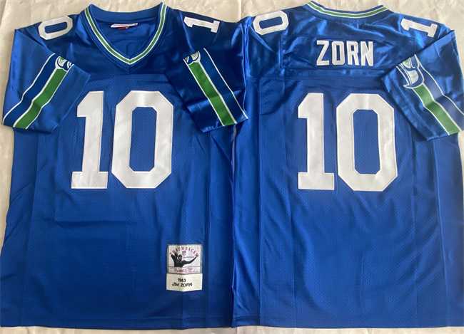 Mens Seattle Seahawks #10 Jim Zorn Royal Throwback Stitched Football Jersey