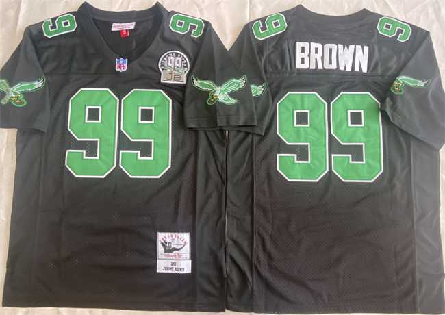 Mens Philadelphia Eagles #99 Jerome Brown Black Throwback Stitched Football Jersey