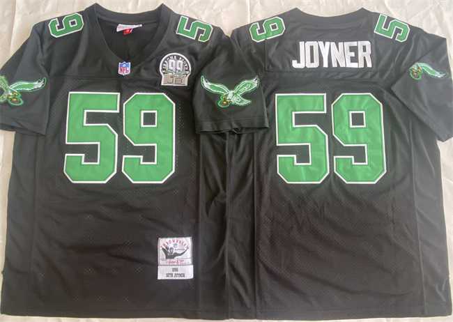 Mens Philadelphia Eagles #59 Seth Joyner Black Throwback Stitched Football Jersey