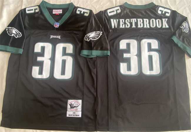 Mens Philadelphia Eagles #36 Brian Westbrook Black Throwback Stitched Football Jersey
