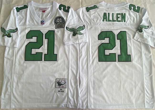 Mens Philadelphia Eagles #21 Eric Allen White Throwback Stitched Football Jersey