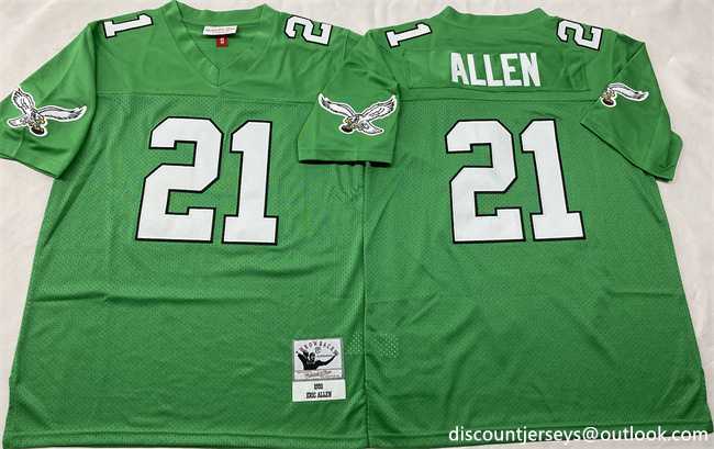 Mens Philadelphia Eagles #21 Eric Allen Kelly Green Throwback Stitched Football Jersey