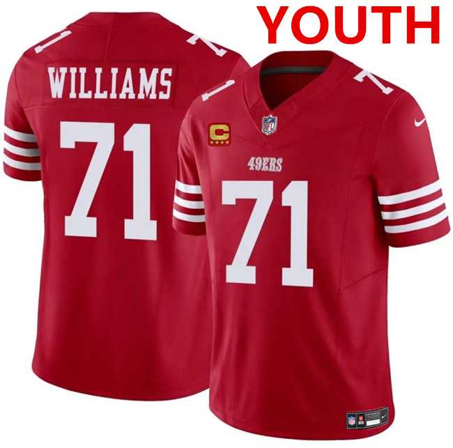Youth san francisco 49ers #71 trent williams red 2025 f.u.s.e. with 4-star c patch vapor untouchable limited stitched jersey Dzhi
