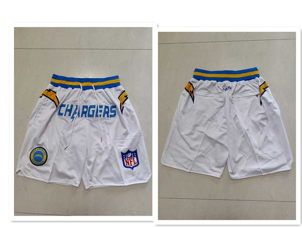 Mens Los Angeles Chargers White Just Don Swingman Shorts (Run Small)