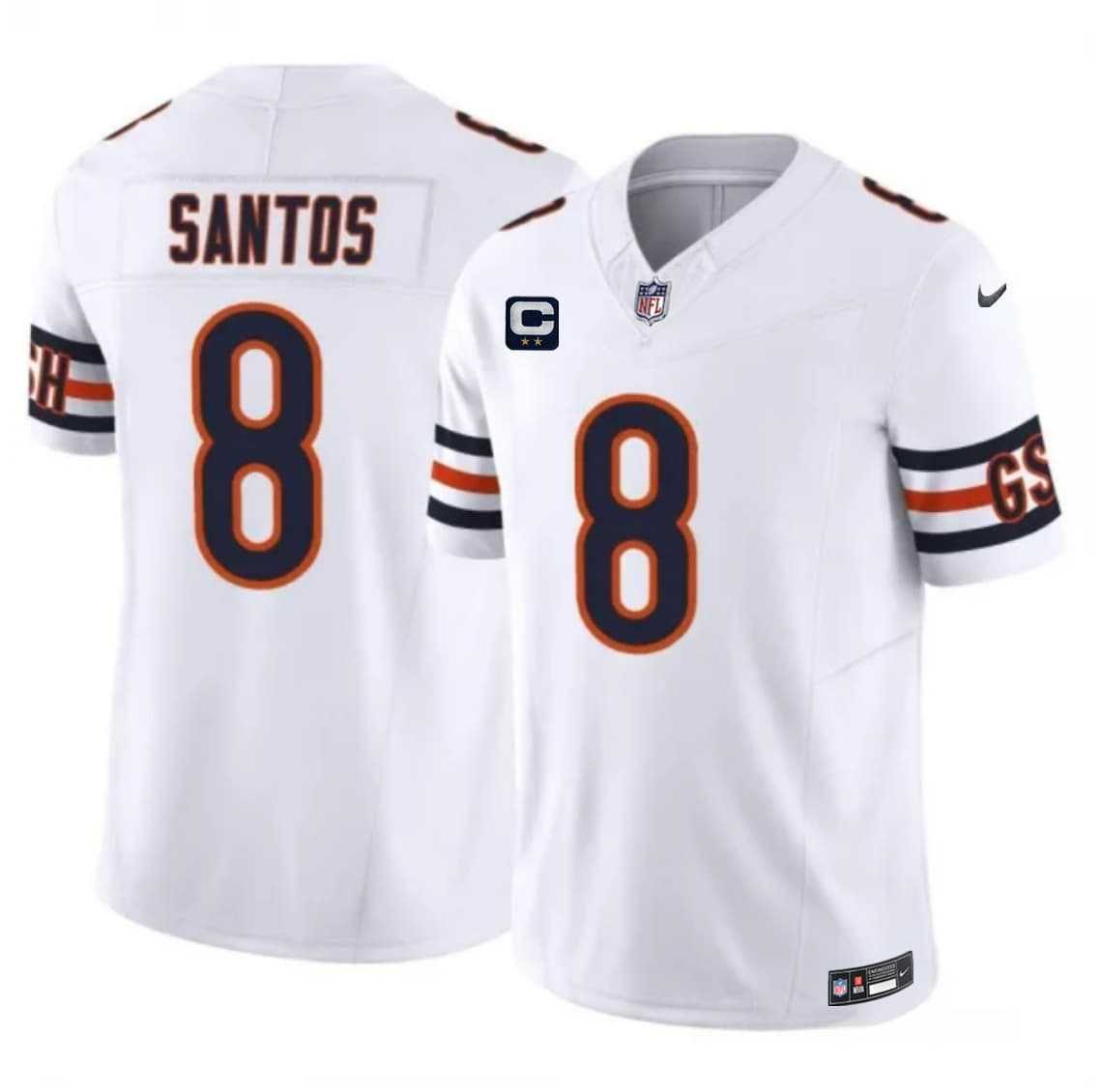 Mens Chicago Bears #8 Cairo Santos White 2026 F.U.S.E. 2-Star C Patch Vapor Untouchable Limited Stitched Jersey Dzhi