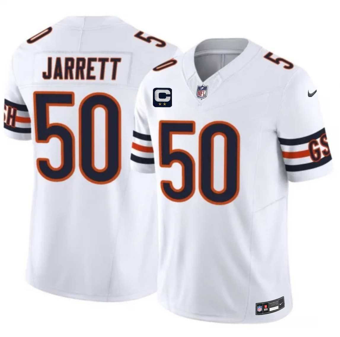 Mens Chicago Bears #50 Grady Jarrett White 2026 F.U.S.E. 2-Star C Patch Vapor Untouchable Limited Stitched Jersey Dzhi
