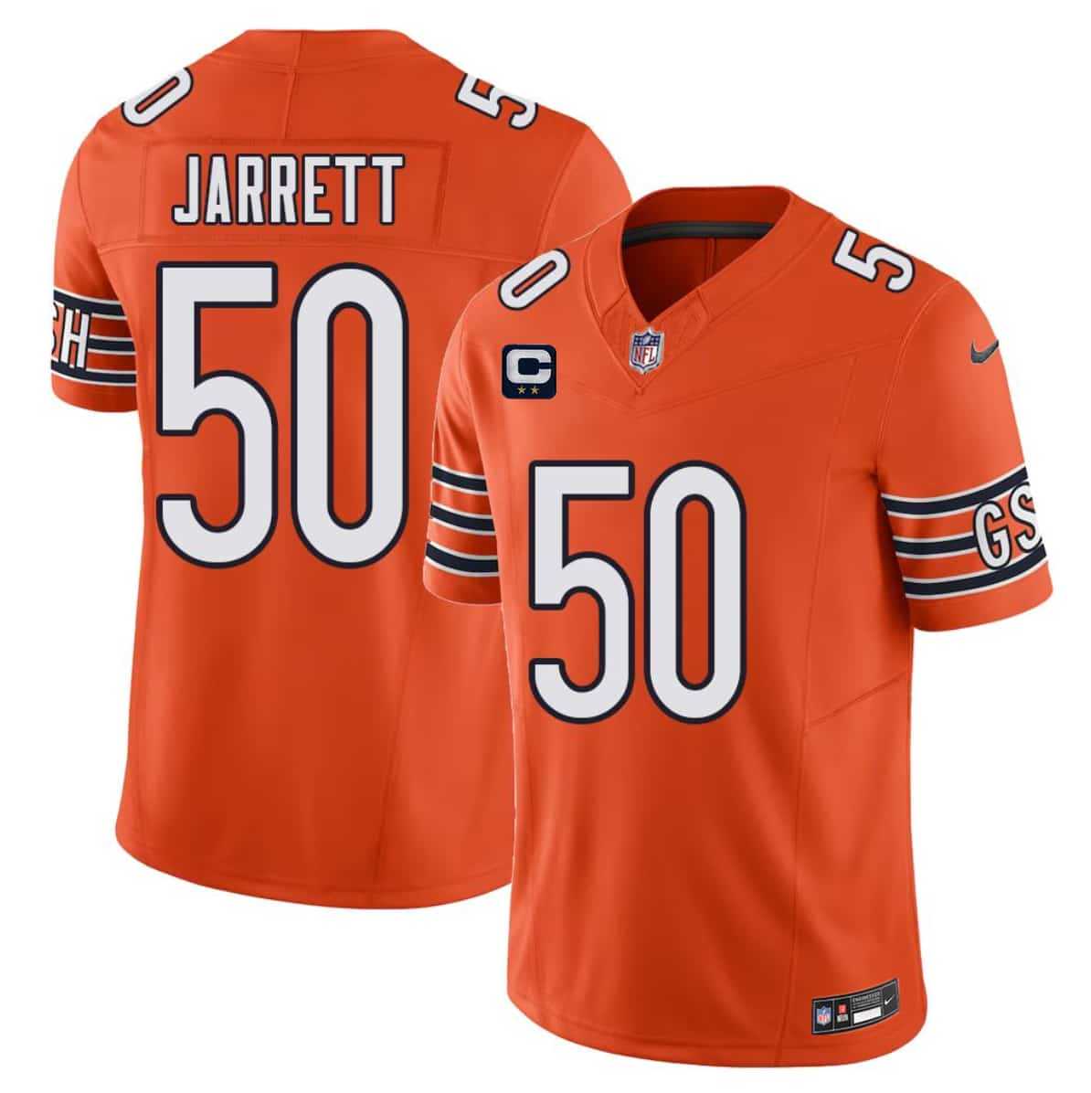 Mens Chicago Bears #50 Grady Jarrett Orange 2026 F.U.S.E. 2-Star C Patch Vapor Untouchable Limited Stitched Jersey Dzhi
