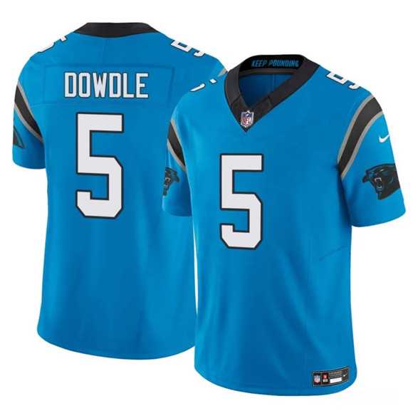 Mens Carolina Panthers #5 Rico Dowdle Blue 2025 F.U.S.E. Vapor Limited Stitched Jersey Dzhi