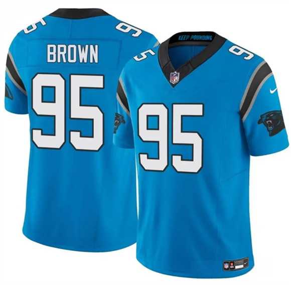 Mens Carolina Panthers #95 Derrick Brown Blue 2025 F.U.S.E. Vapor Limited Stitched Jersey Dzhi