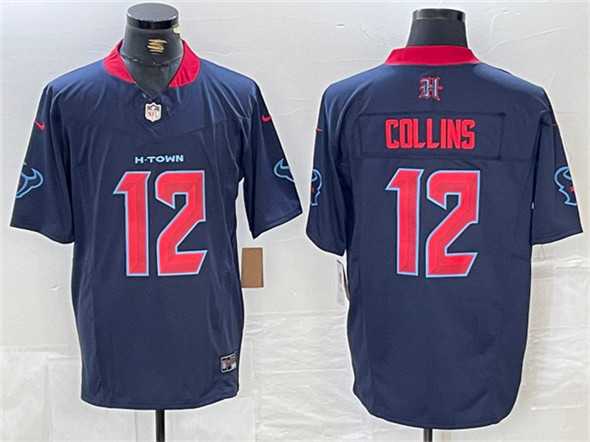 Mens Houston Texans #12 Nico Collins Navy 2nd Alternate F.U.S.E. Vapor Limited Football Stitched Jersey