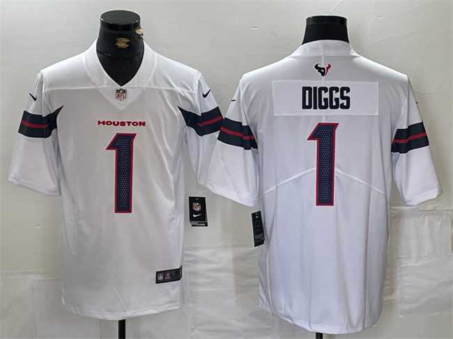 Mens Houston Texans #1 Stefon Diggs White Vapor Untouchable Stitched Football Jersey