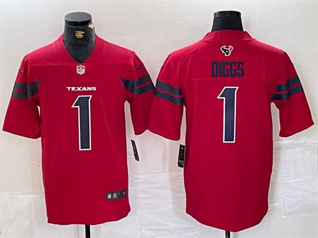 Mens Houston Texans #1 Stefon Diggs Red Vapor Untouchable Stitched Football Jersey