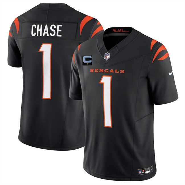 Mens Cincinnati Bengals #1 JaMarr Chase Black 2025 F.U.S.E. With 1-Star C Patch Vapor Untouchable Limited Stitched Jersey Dzhi