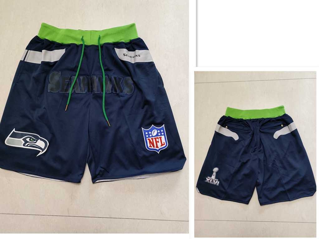 Mens Seattle Seahawks Navy Blue Just Don Swingman Shorts (Run Small)