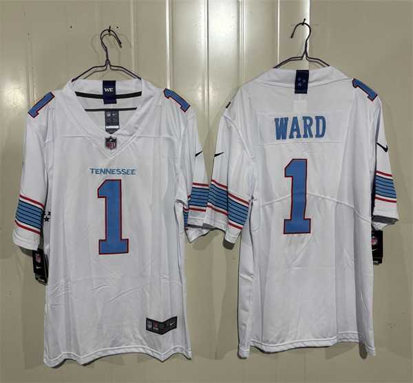 Mens Tennessee Titans #1 Cameron Ward White 2026 F.U.S.E. Vapor Limited Stitched Jersey