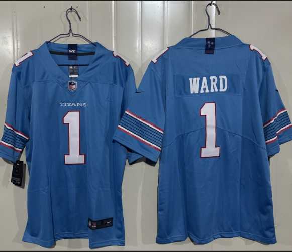 Mens Tennessee Titans #1 Cameron Ward Light Blue 2026 F.U.S.E. Vapor Limited Stitched Jersey