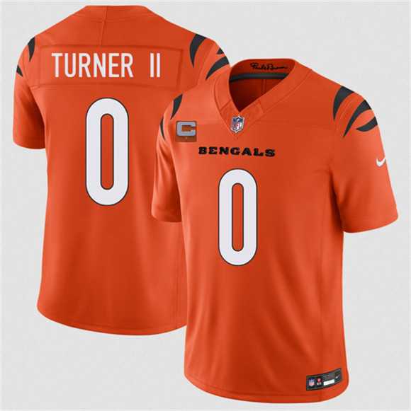 Mens Cincinnati Bengals #0 DJ Turner II Orange 2026 F.U.S.E. 1-Star C Patch Vapor Untouchable Limited Stitched Jersey Dzhi