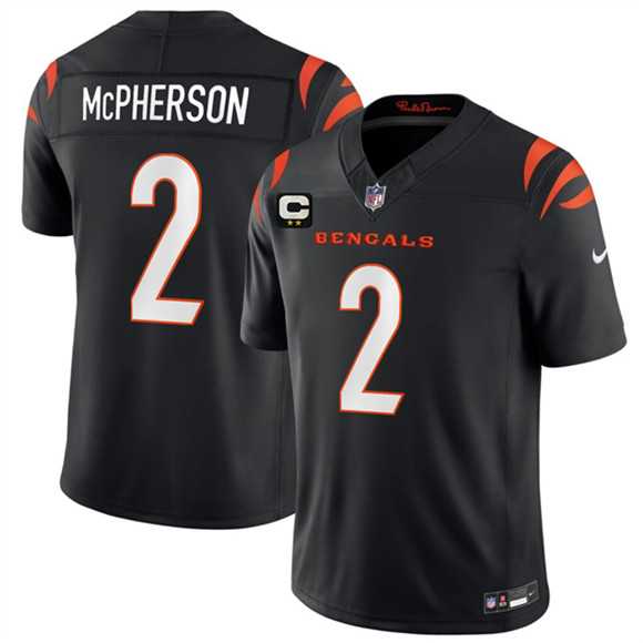 Mens Cincinnati Bengals #2 Evan McPherson Black 2026 F.U.S.E. 2-Star C Patch Vapor Untouchable Limited Stitched Jersey Dzhi