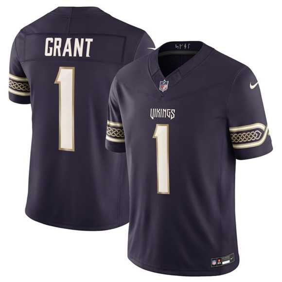 Mens Minnesota Vikings #1 Bud Grant Deep Purple 2026 F.U.S.E. Rivalries Collection Limited Stitched Jersey Dzhi