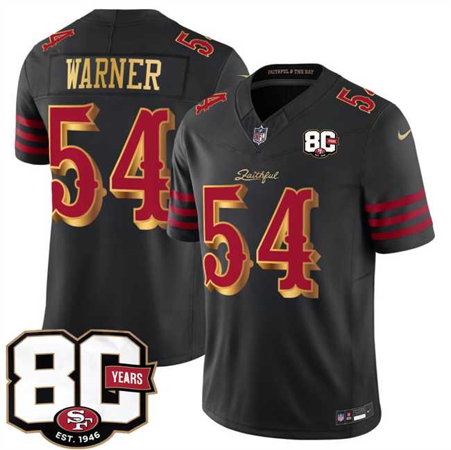 Mens San Francisco 49ers #54 Fred Warner Black 80th Anniversary Patch Rivalries 2026 F.U.S.E. Vapor Untouchable Limited Stitched Jersey Dzhi