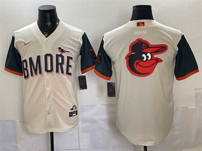 Mens Baltimore Orioles Team Big Logo Natural 2026 City Connect Stadium Stitched Jersey Dzhi
