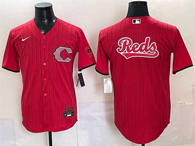 Mens Cincinnati Reds Team Big Logo Red 2026 City Connect Stadium Stitched Jersey Dzhi