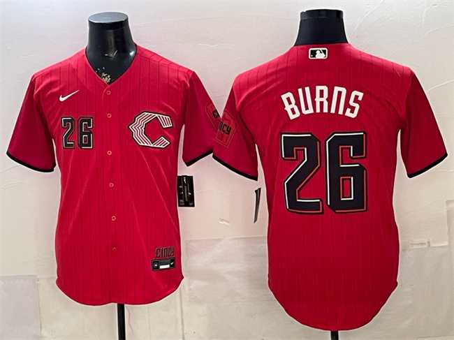 Mens Cincinnati Reds #26 Chase Burns Red 2026 City Connect Stadium Stitched Jersey Dzhi