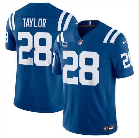 Mens Indianapolis Colts #28 Jonathan Taylor Blue 2026 F.U.S.E. With 4-Star C Patch Limited Stitched Jersey Dzhi