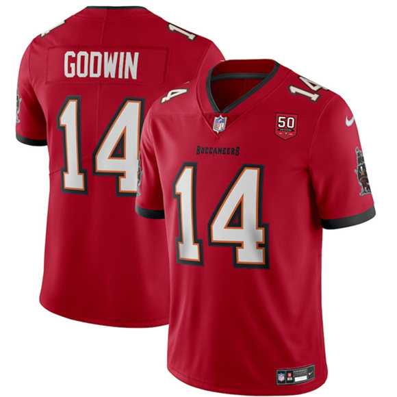 Men & Women & Youth Tampa Bay Buccaneers #14 Chris Godwin Red 2025 50th Season patch Vapor Untouchable Limited Stitched Jersey